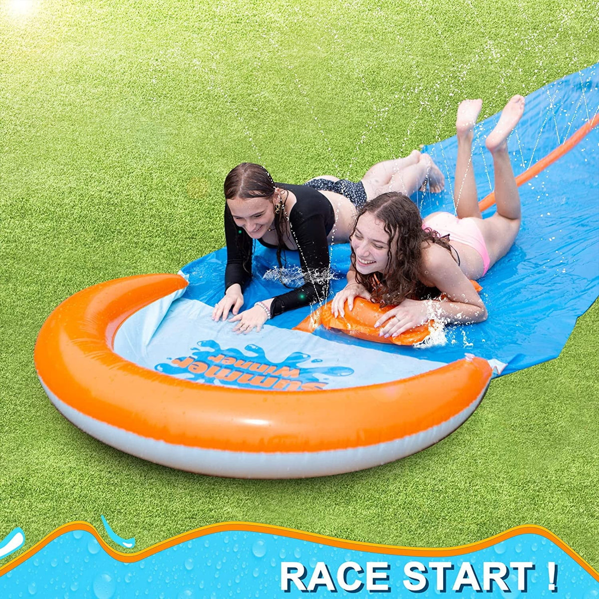 30ft Lawn Water Slide with 2 Body Boards G645678