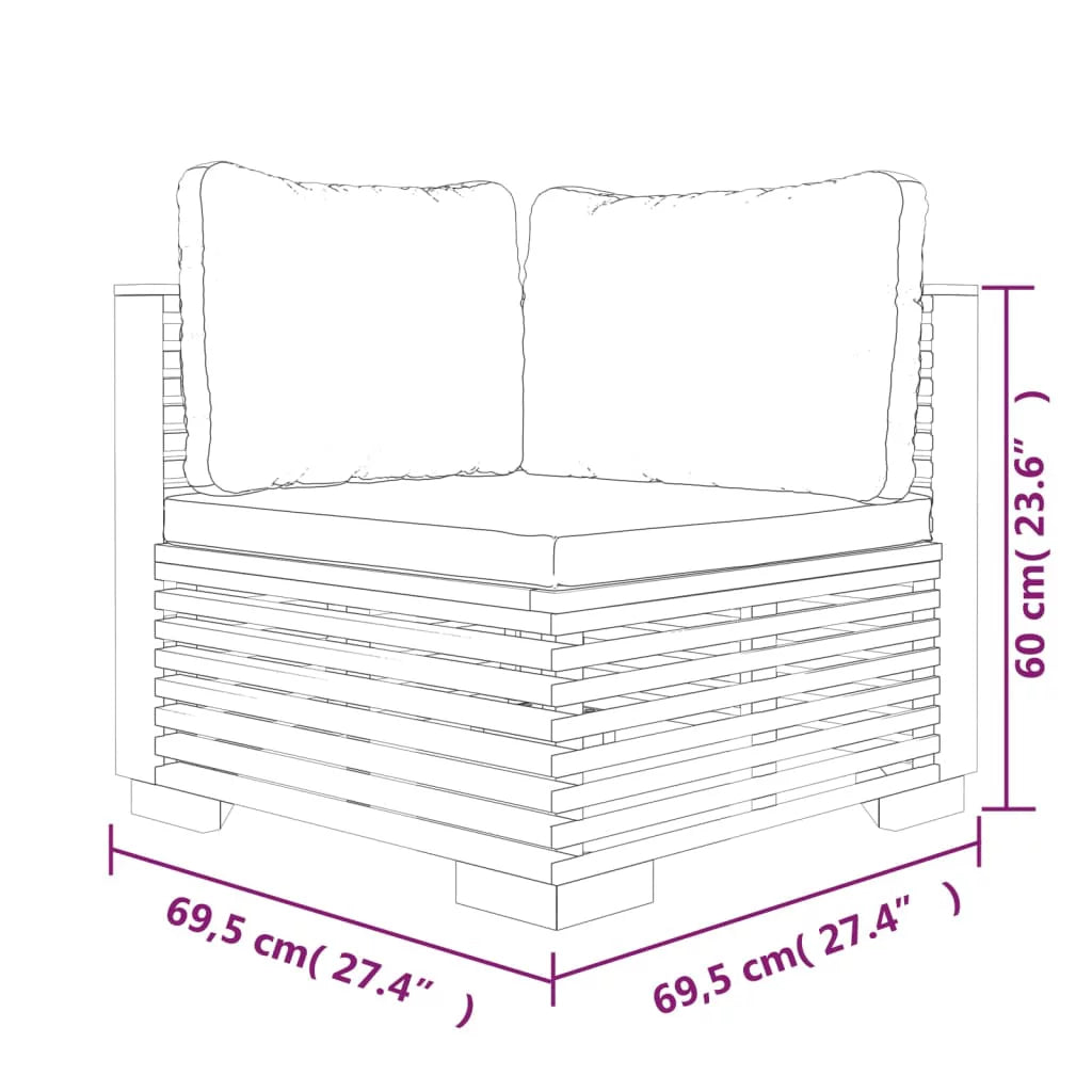Teak Corner Sofas with Cushions 2 pcs Z507