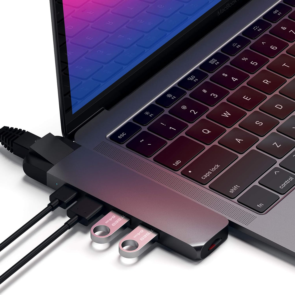 Aluminum Type-C Pro Hub Adapter with Ethernet, 4K HDMI, USB-C PD, Gigabit Ethernet, USB 3.0, Micro SD Card Slot, Space Gray G85311