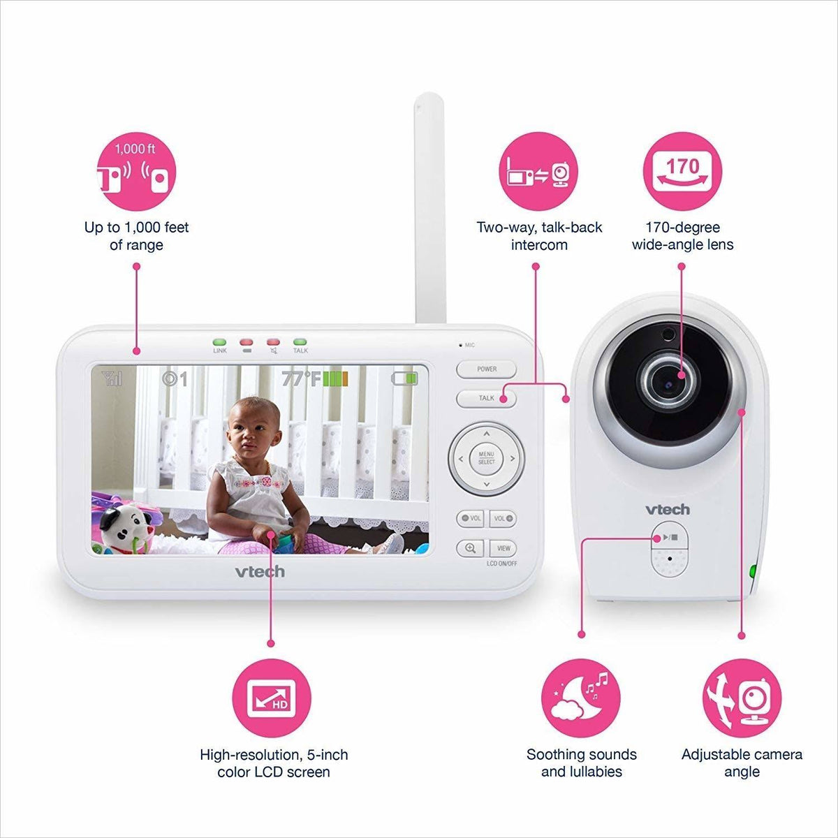 Video Baby Monitor with Interchangeable Wide Angle and Standard Optical Lens T275