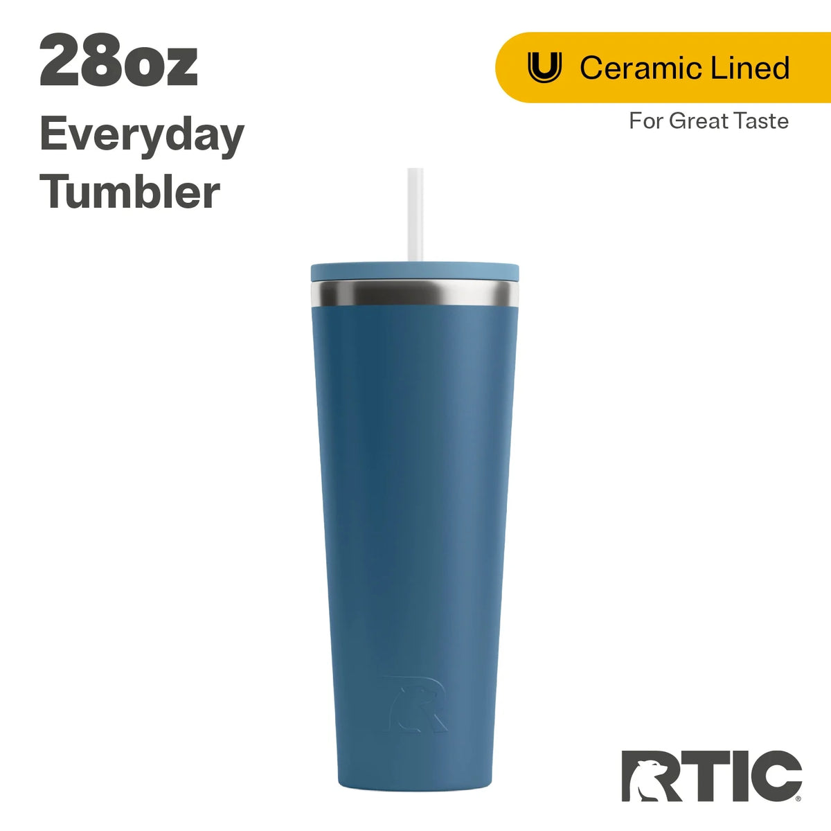 28 oz Ceramic Lined Tumbler with Straw Lid C973