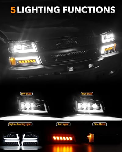 LED Headlights Assembly with DRL Turn Signal Hi/Low Sealed Beam B265