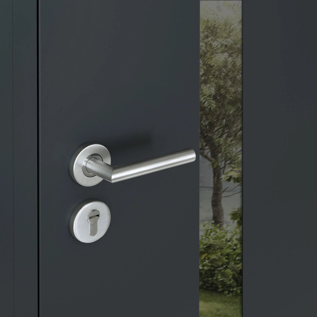 Black Steel Prehung Door with 2 Side Windows, 36" x 80" Right-hand Inswing W600009