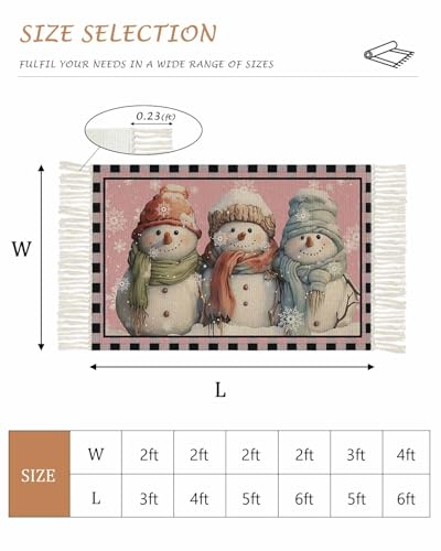 Christmas Blush Pink Large Area Rug 4x6ft Woven Runner Rug with Tassels S50837
