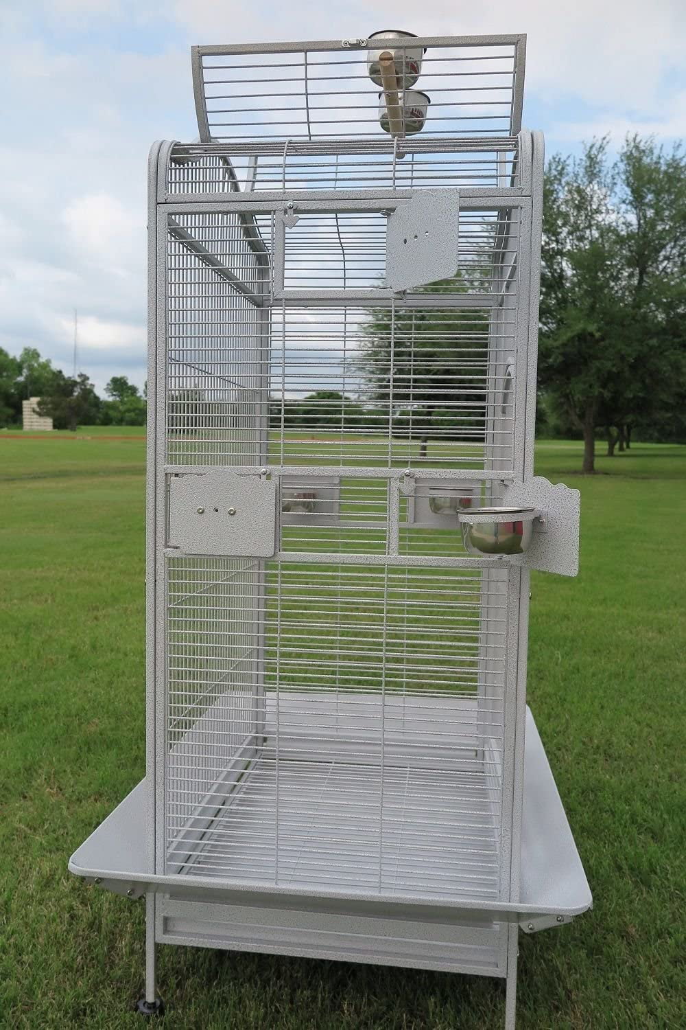 28" x 22" x 59"H Wrought Iron Bird Cage with Rolling Stand U59041