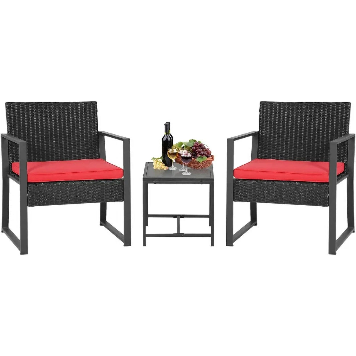 3 Piece Wicker Rattan Patio Bistro Set S8806