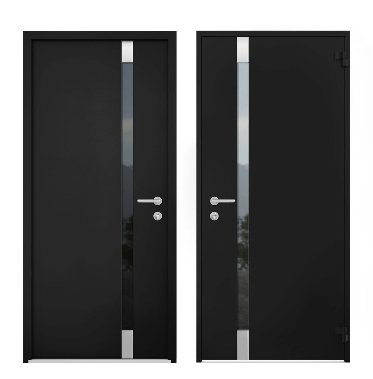 Black Steel Prehung Door with 2 Side Windows, 36" x 80" Right-hand Inswing W600009