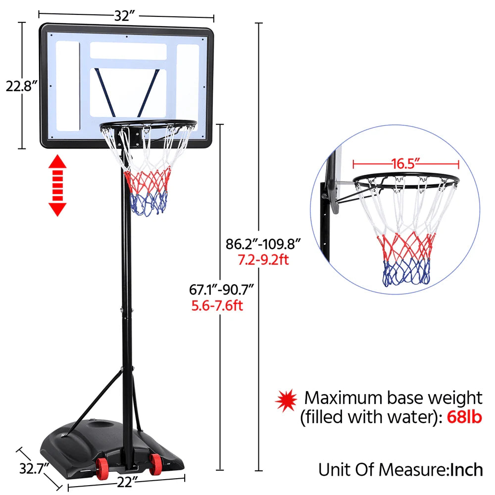 Adjustable Portable Basketball Hoop 7 to 9 Ft A336417