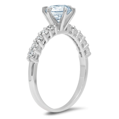 1.05ct Round Cut Blue Simulated Diamond 18k White Gold Ring L675037