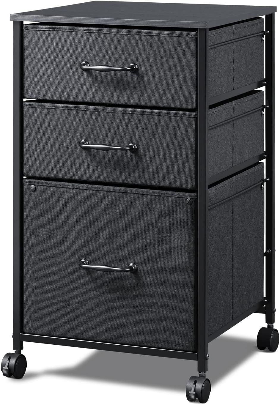 Mobile File Cabinet with Open Storage Shelf, Rustic Brown C326255