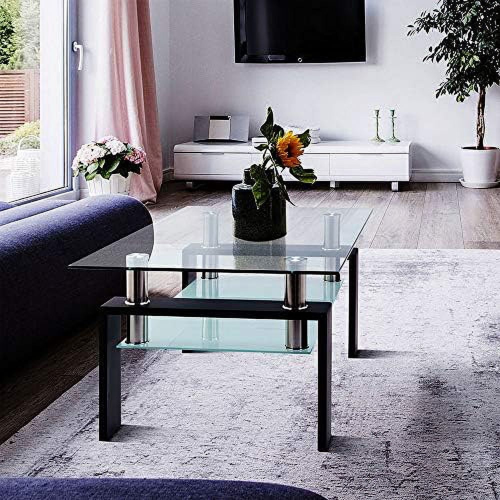 Glass Coffee Table with Metal Leg White G202