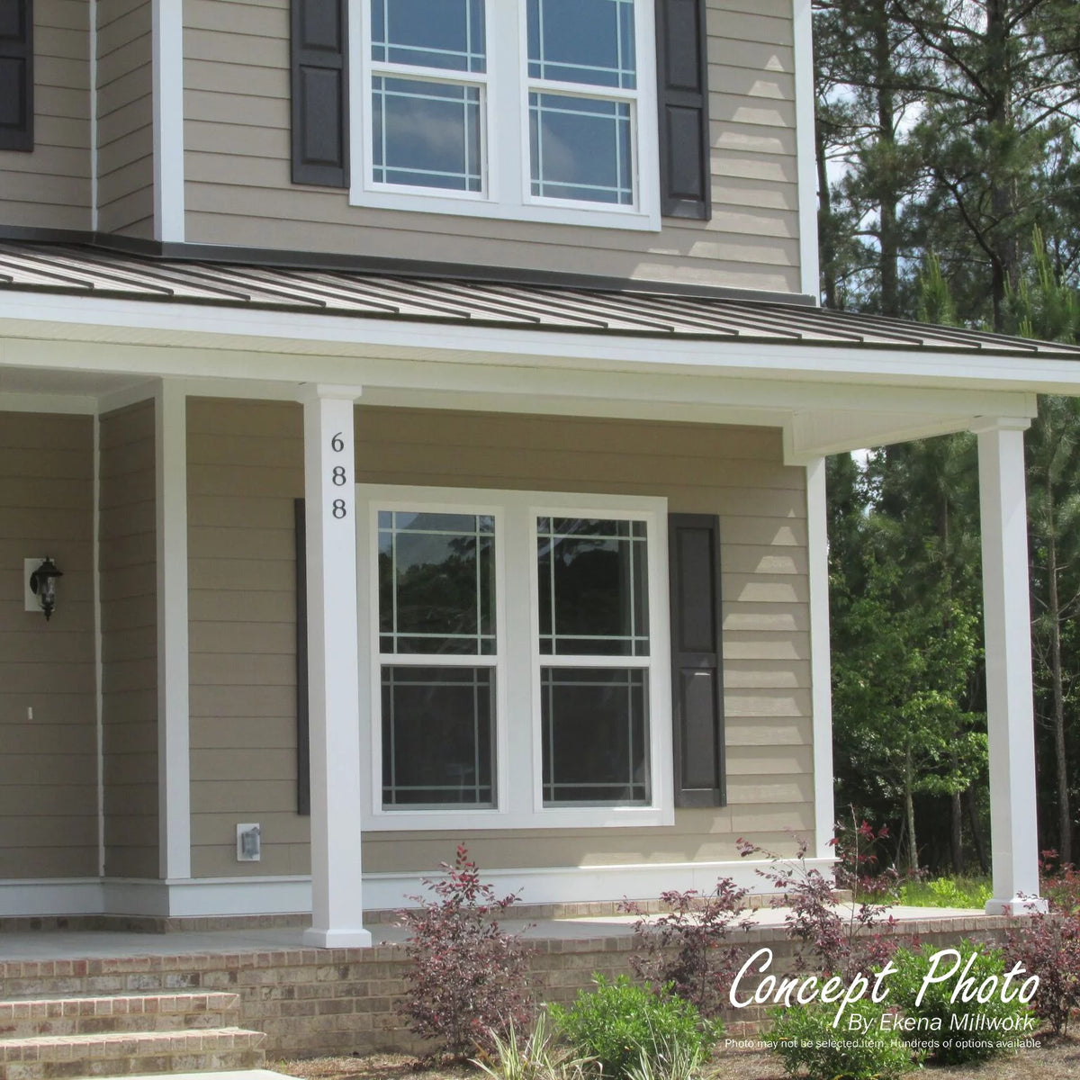 Gloss White Square Aluminum Column with Capital & Base D1038