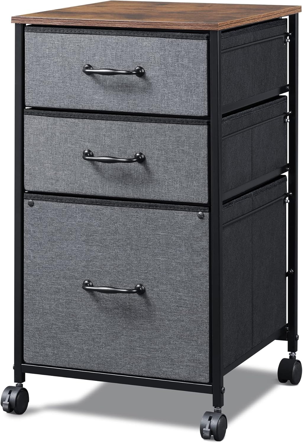 Mobile File Cabinet with Open Storage Shelf, Rustic Brown C326255