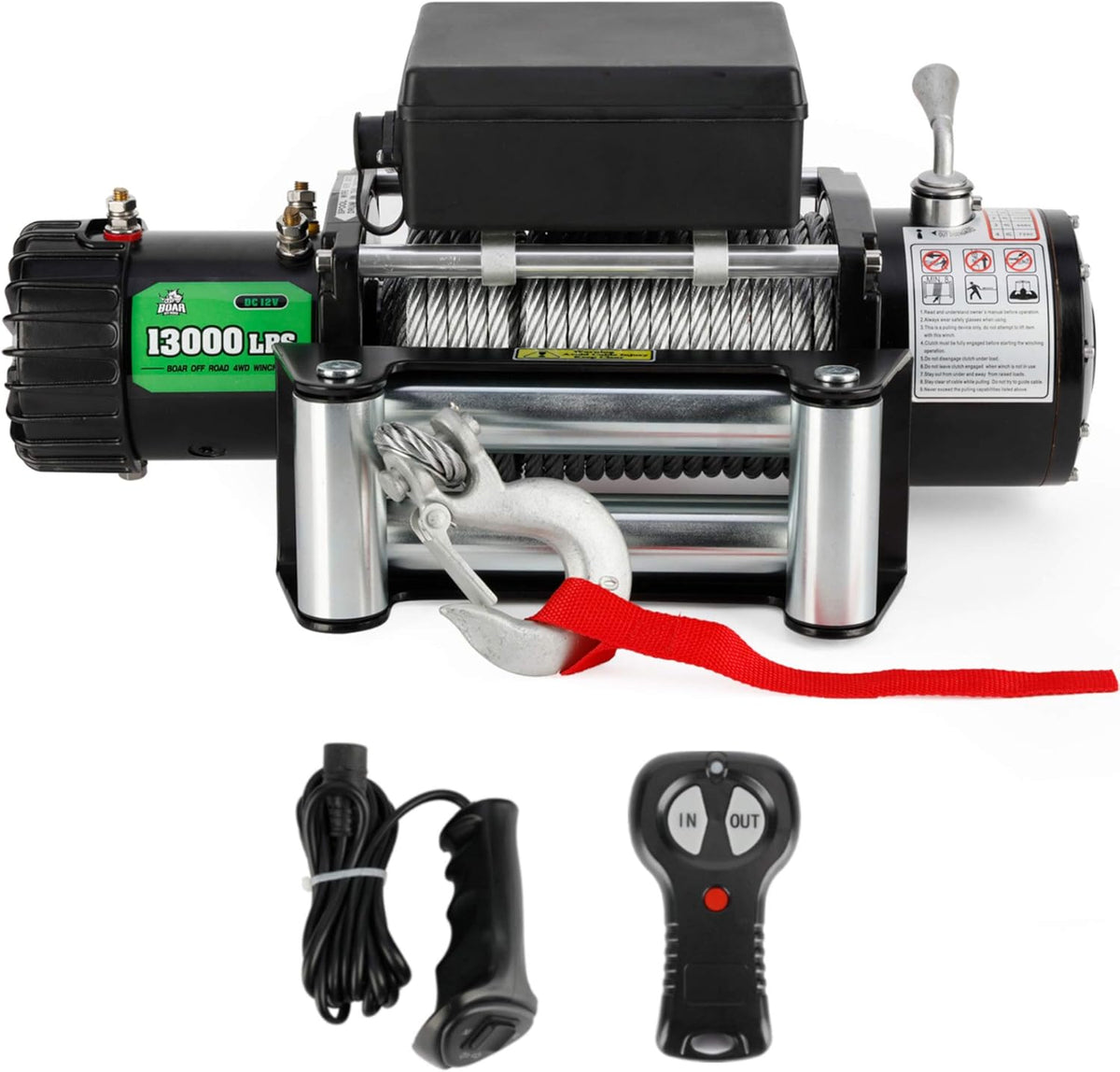 3000-lb. Load Capacity 12V Electric Winch Kit with Synthetic Rope and Hawse Fairlead C6212