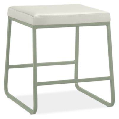 Modern Collins Low Stool in White Leather with Sage Frame U1120