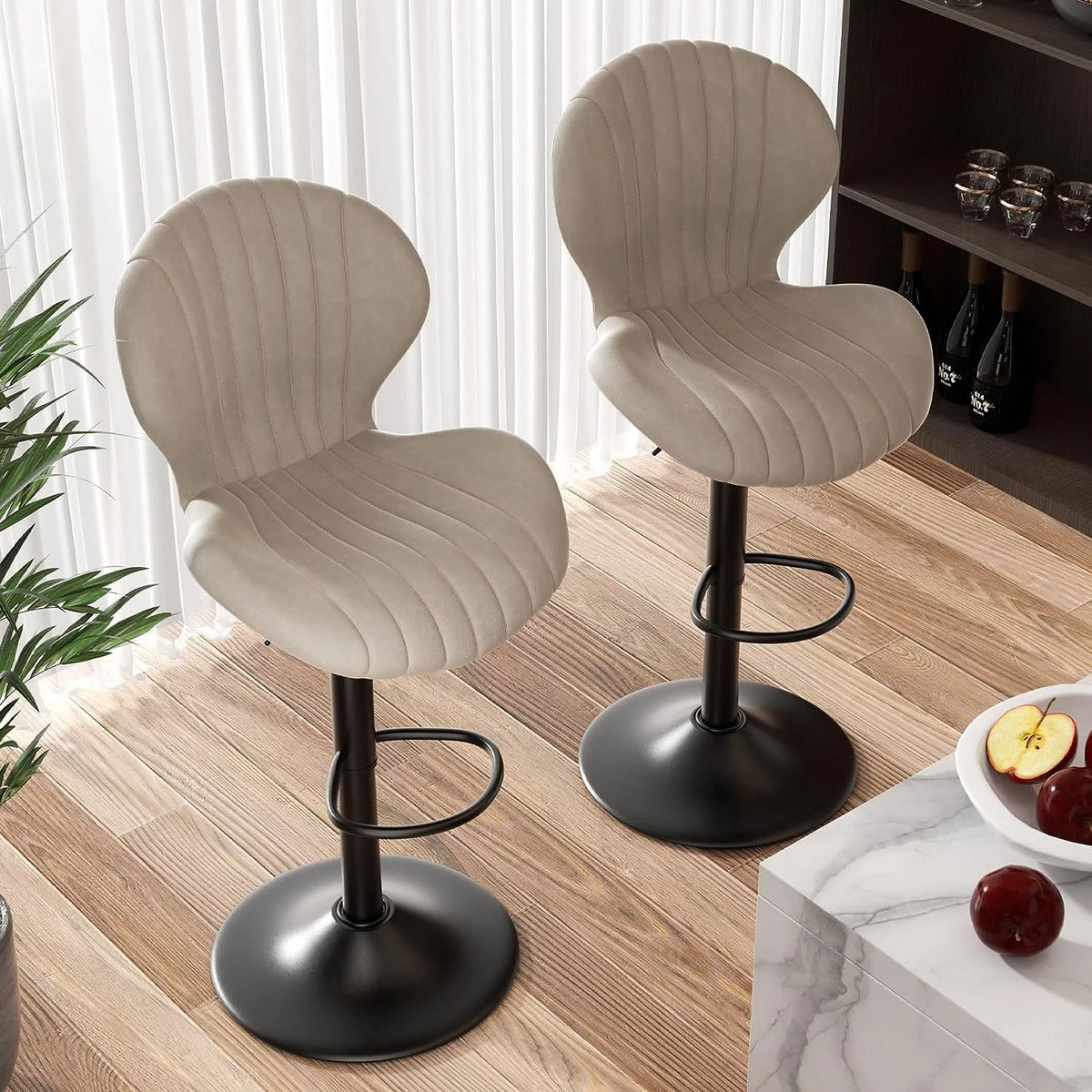 Swivel Bar Stools with High Backrest Set of 2 L52079