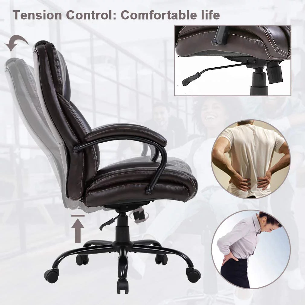 Brown Big and Tall Adjustable High Back Office Chair T3376