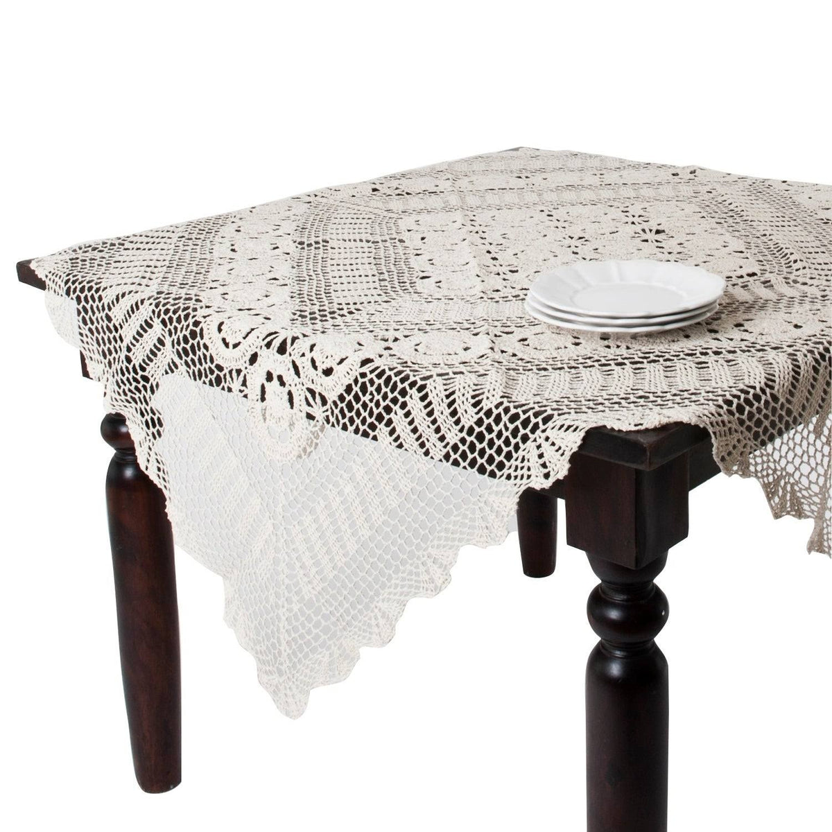 Handmade Crochet Lace Table Linens Grey U886499