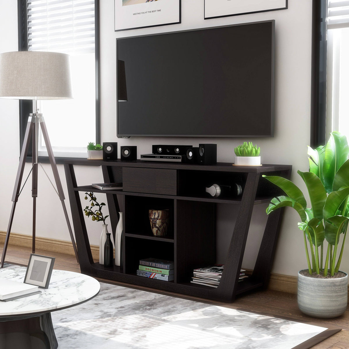 White Oak Open-Shelf TV Stand K45440
