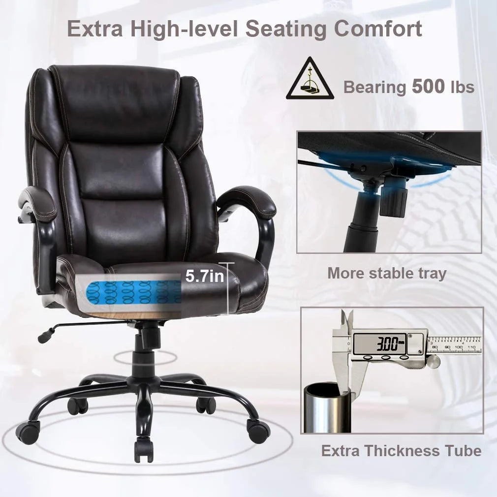 Brown Big and Tall Adjustable High Back Office Chair T3376