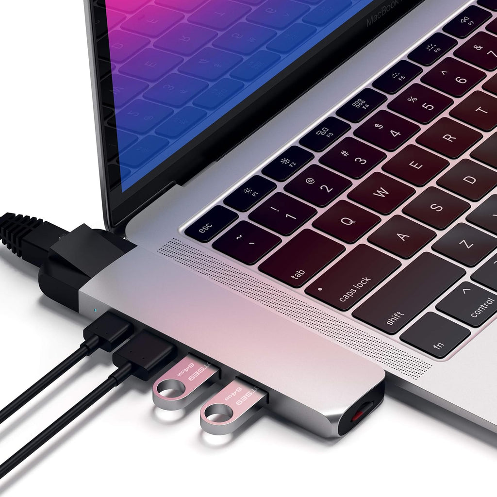 Aluminum Type-C Pro Hub Adapter with Ethernet, 4K HDMI, USB-C PD, Gigabit Ethernet, USB 3.0, Micro SD Card Slot, Space Gray G85311