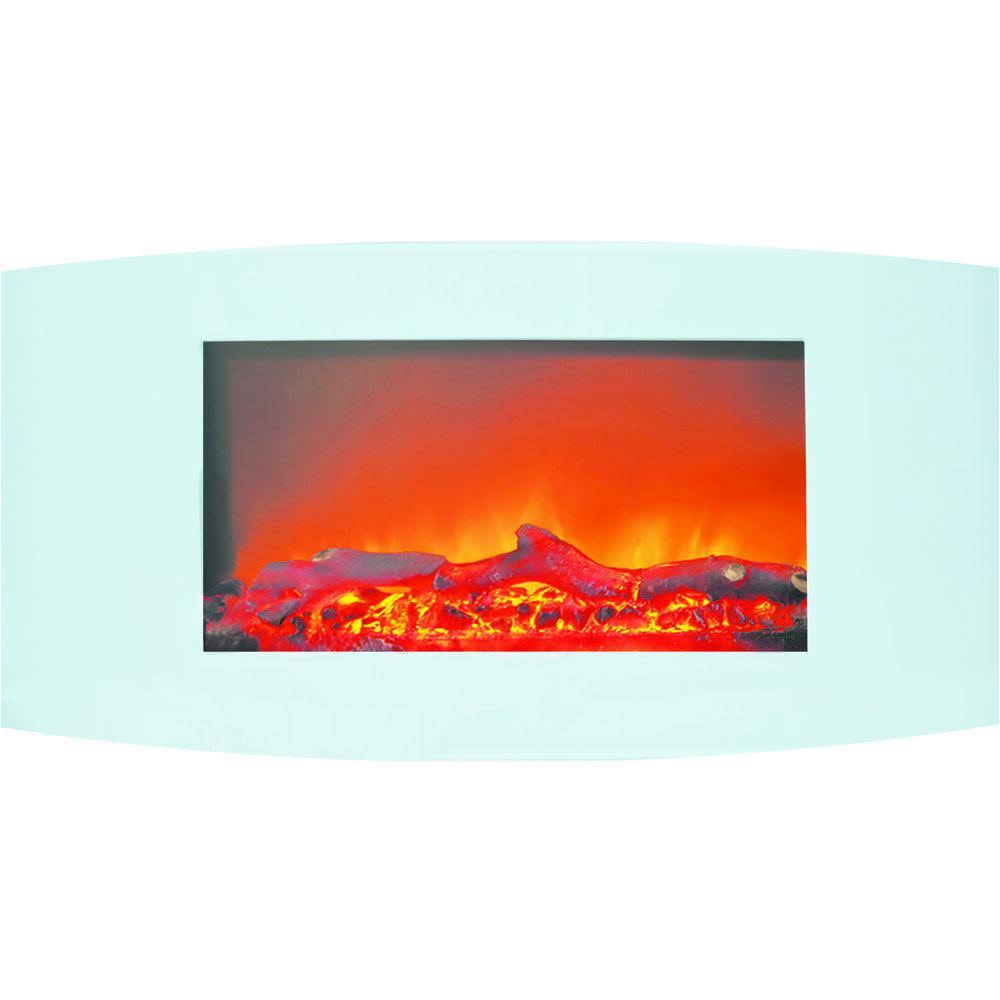 35x22 Curved Wall Mount Electronic Fireplace with Logs D764976