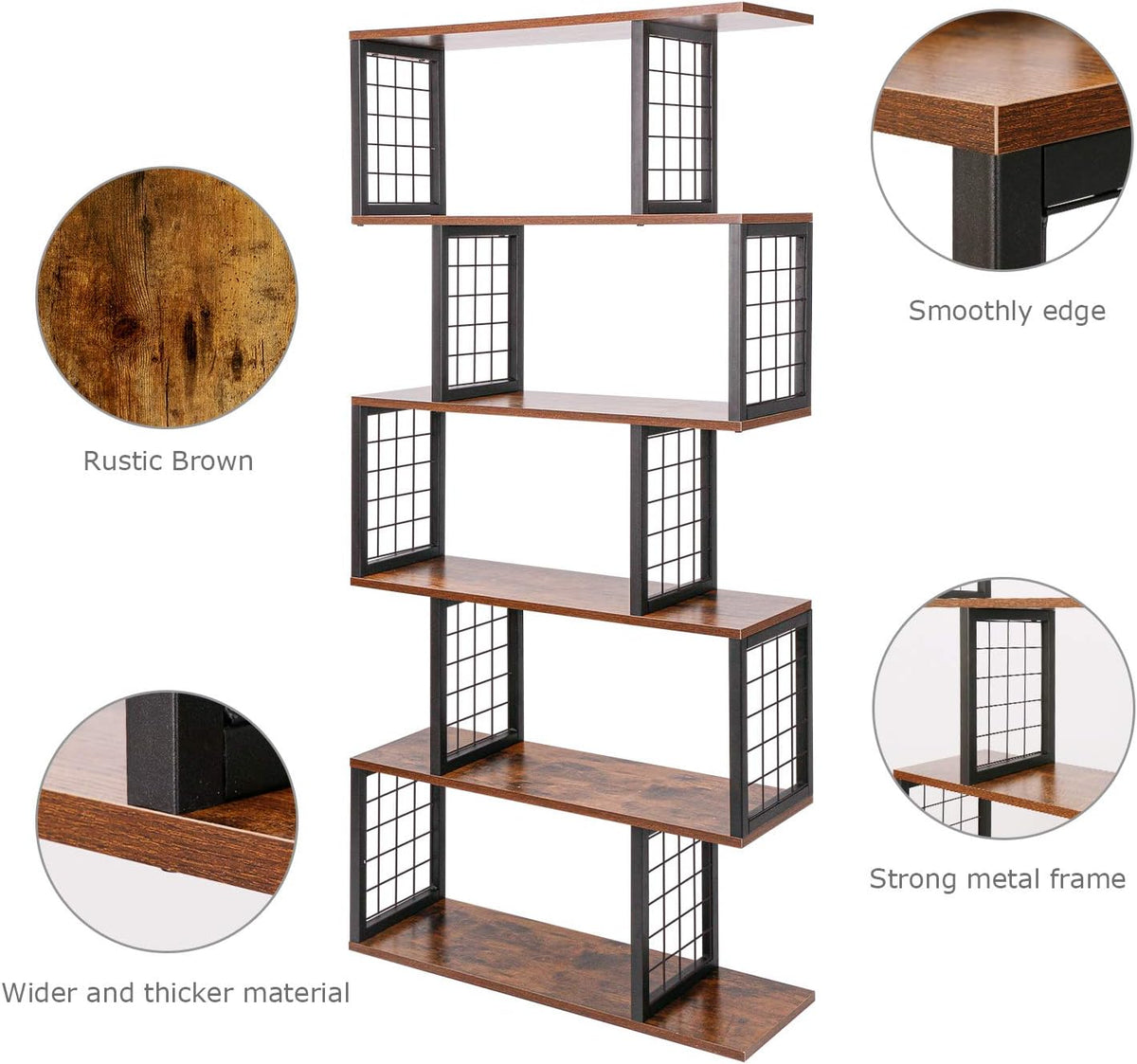 5-Tier S-Shaped Bookshelf L121893