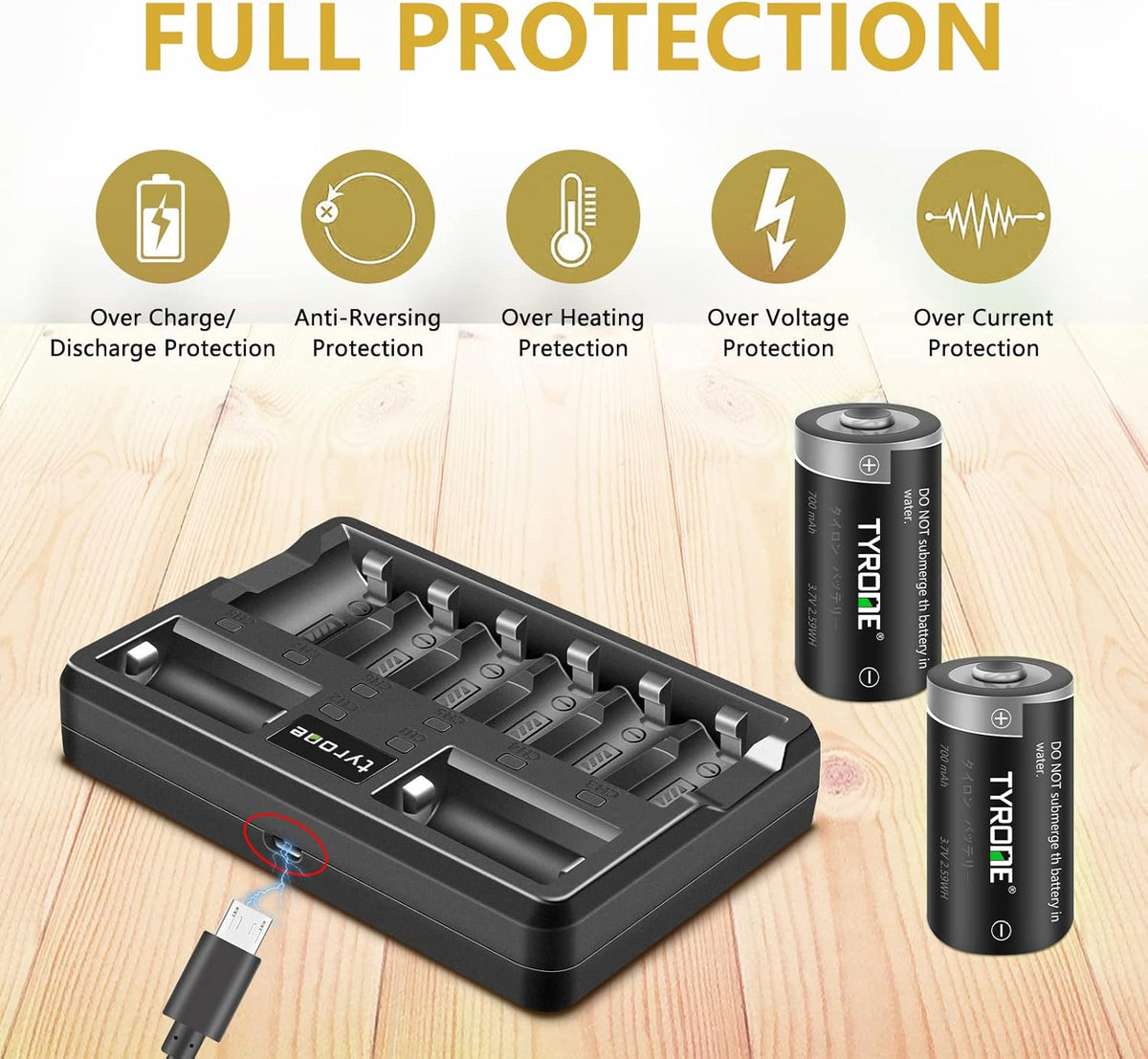 CR123A Rechargeable Batteries with Charger, 16 Pack Lithium Batteries with 8 Port Charger Z606205