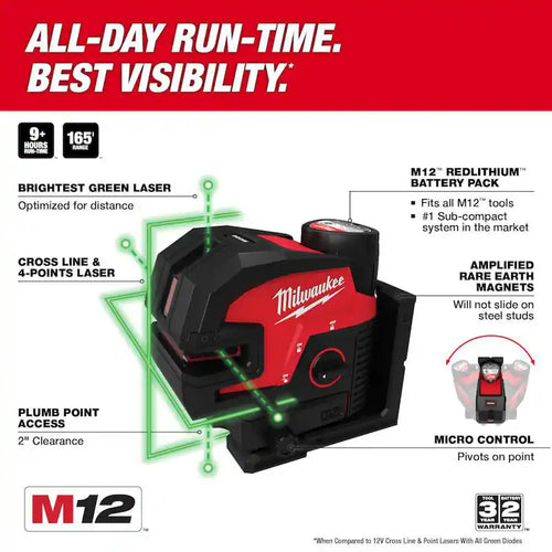 12-Volt Cordless Green Cross Line and 4-Points Laser Kit A497365