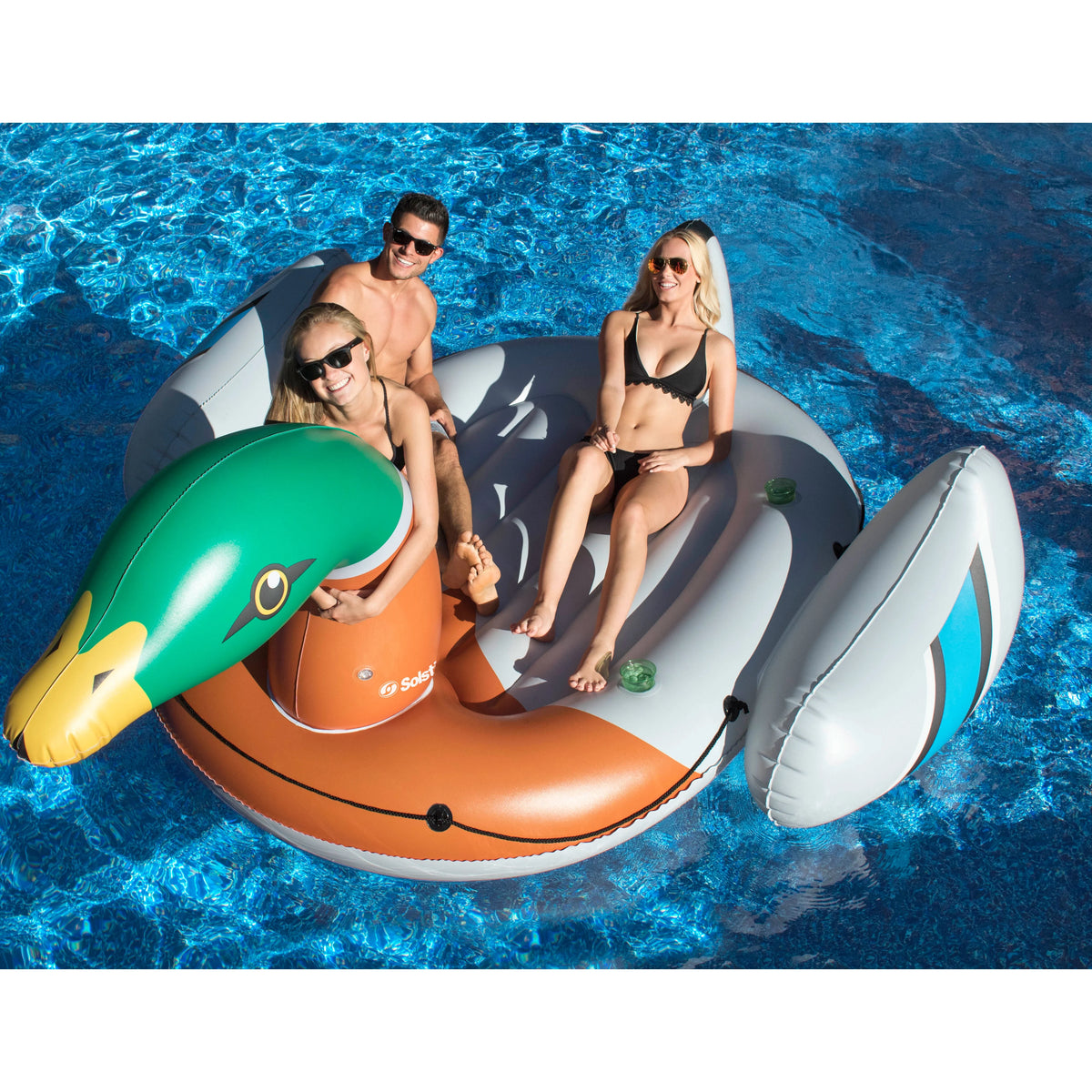 Giant Inflatable Ride On 131 Inch Swimming Pool Duck Island Float H352