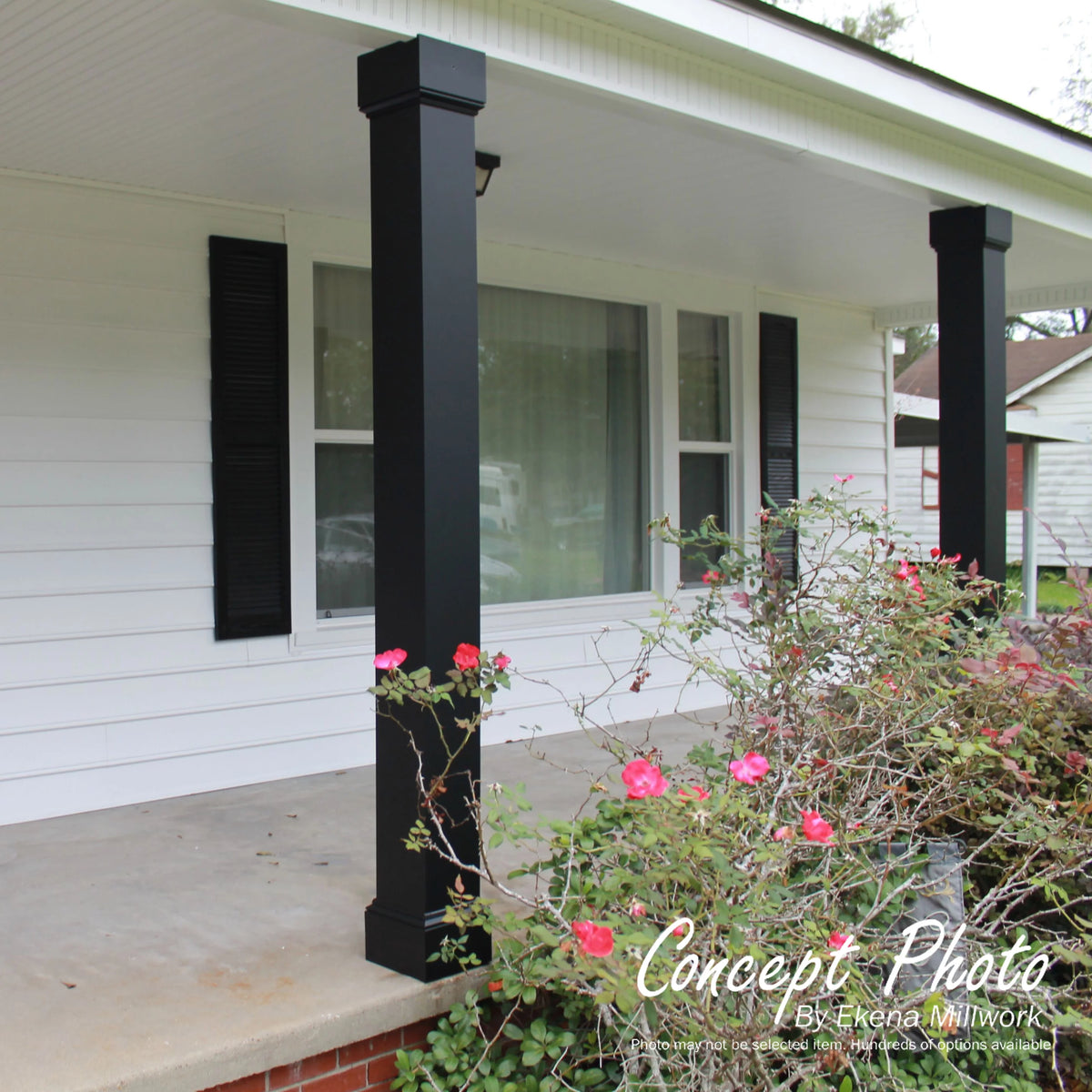 Gloss White Square Aluminum Column with Capital & Base D1038