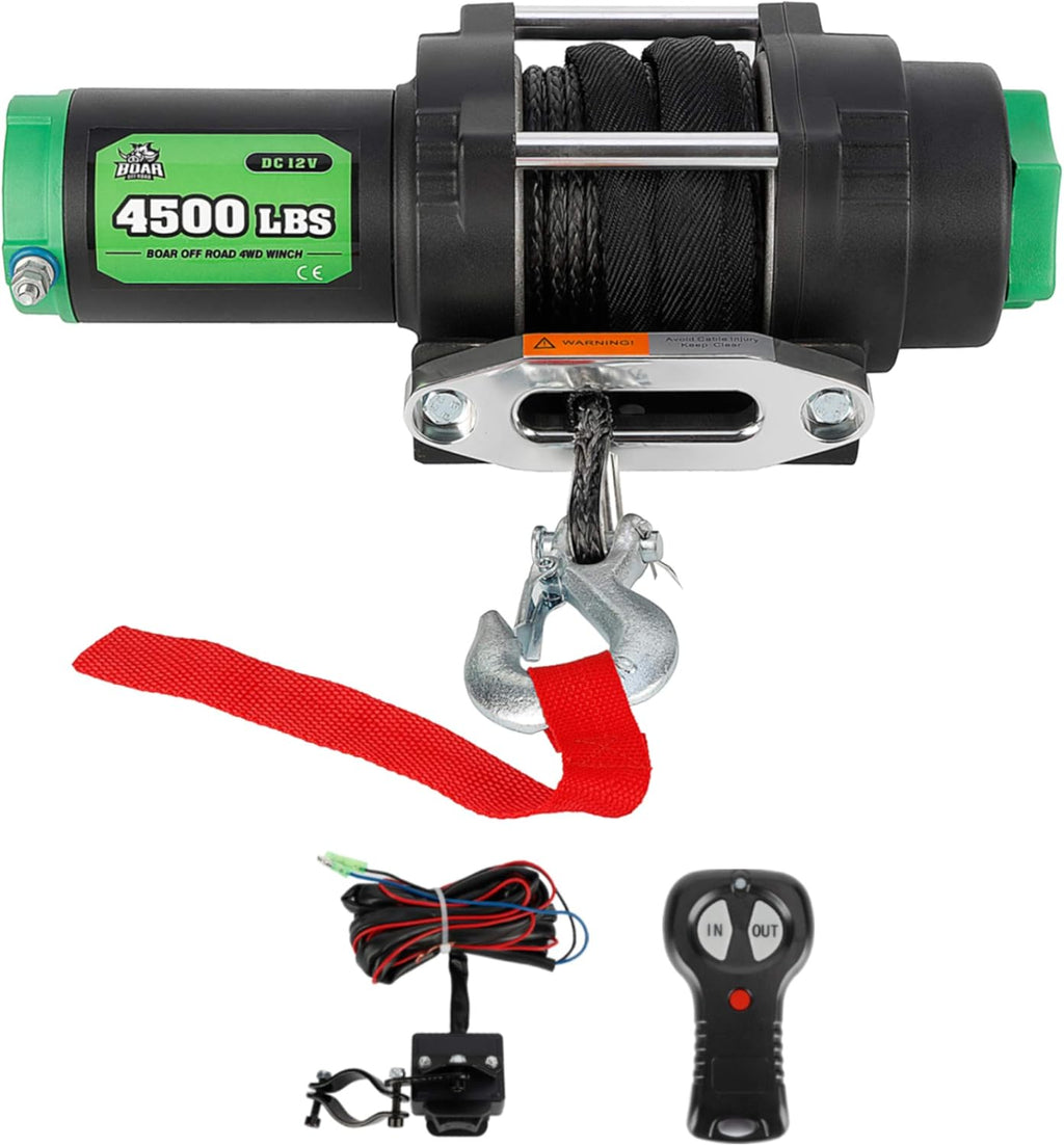 3000-lb. Load Capacity 12V Electric Winch Kit with Synthetic Rope and Hawse Fairlead C6212