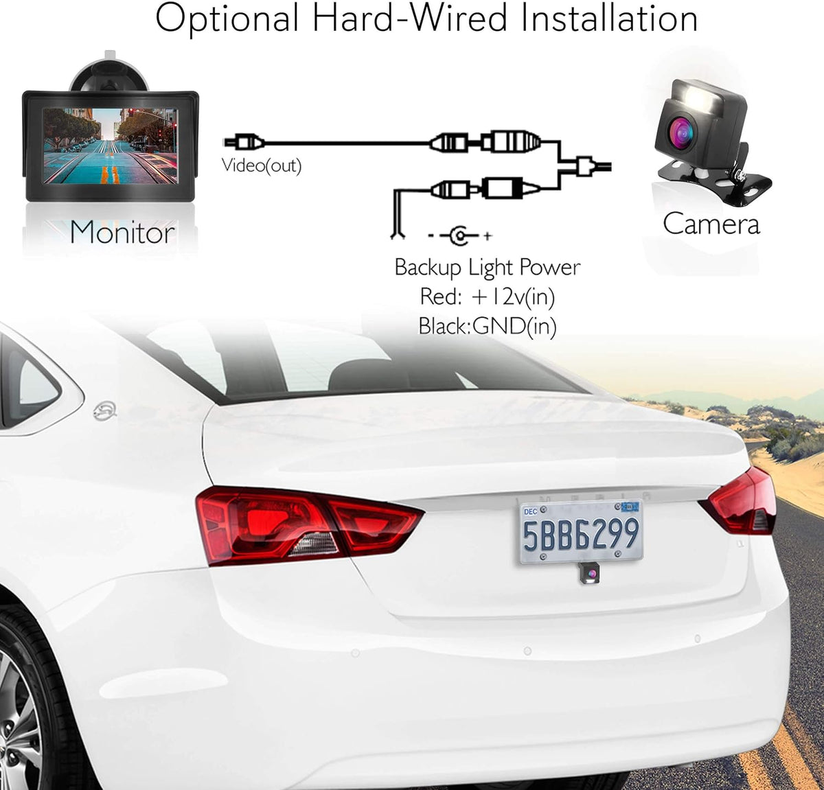Wireless Backup Rear View Camera with 4.3" Color LCD Display, Night Vision C821