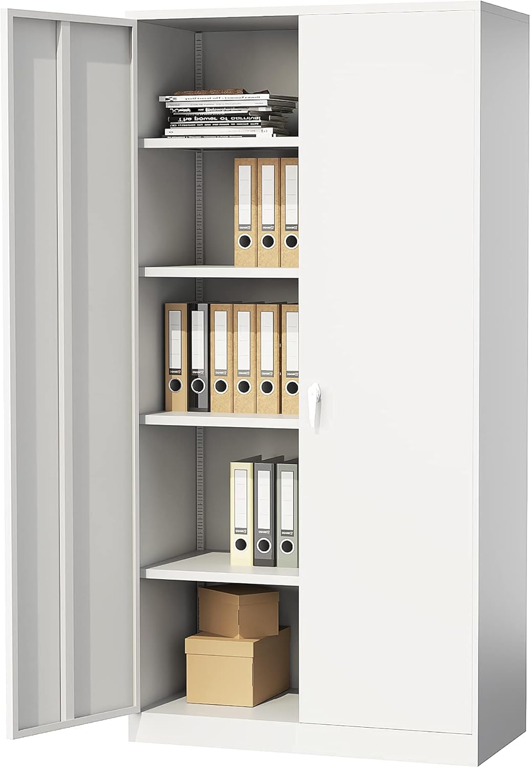72" Tall Steel Storage Cabinet with Locking Door and 4 Adjustable Shelves X931574