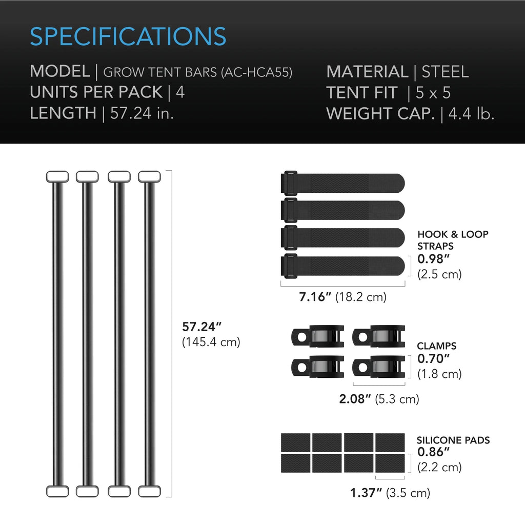 5x5' Steel Hanging Bars for Indoor Grow Tents O4050