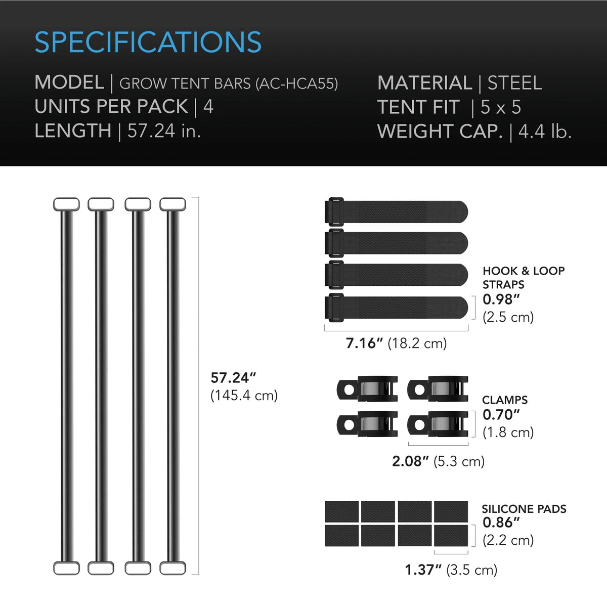 5x5' Steel Hanging Bars for Indoor Grow Tents O4050