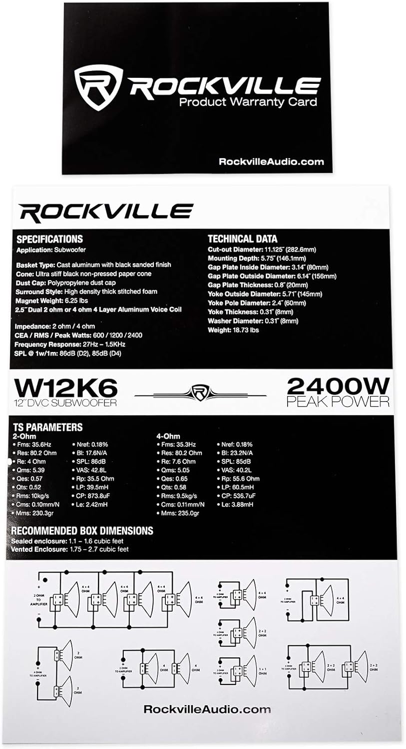 12" 4800w Subwoofers with Sealed Box and Mono Amplifier N64720