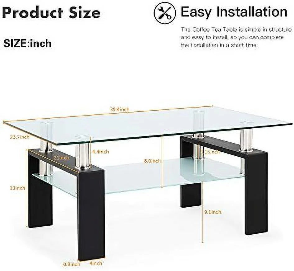 Glass Coffee Table with Metal Leg White G202