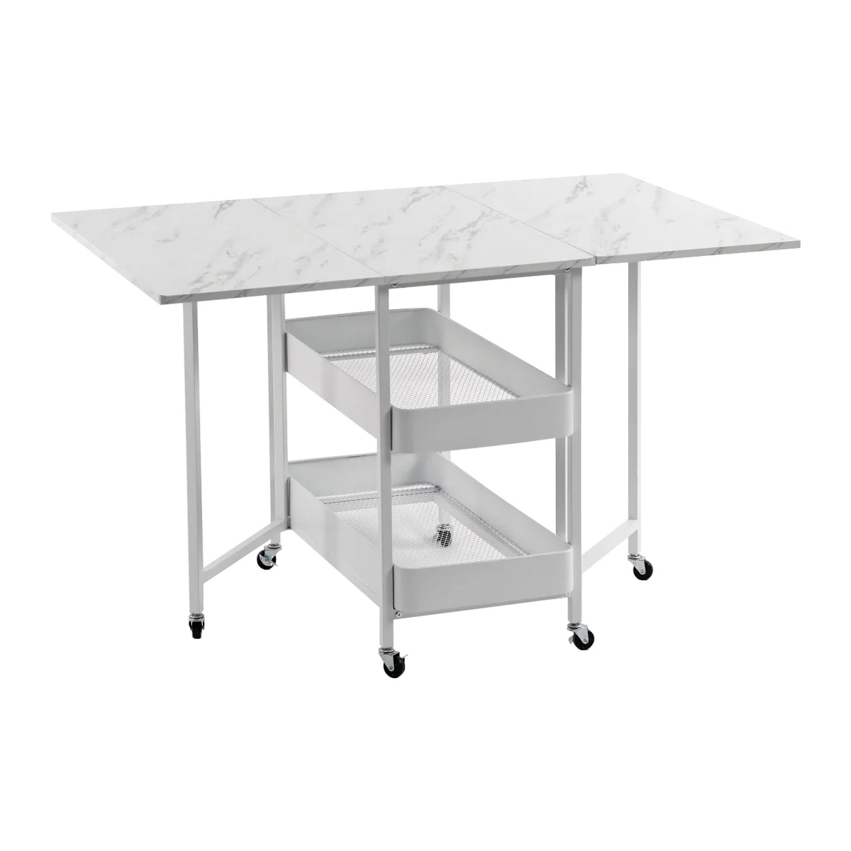 Folding Extendable Dining Table with 7 Wheels White Z789