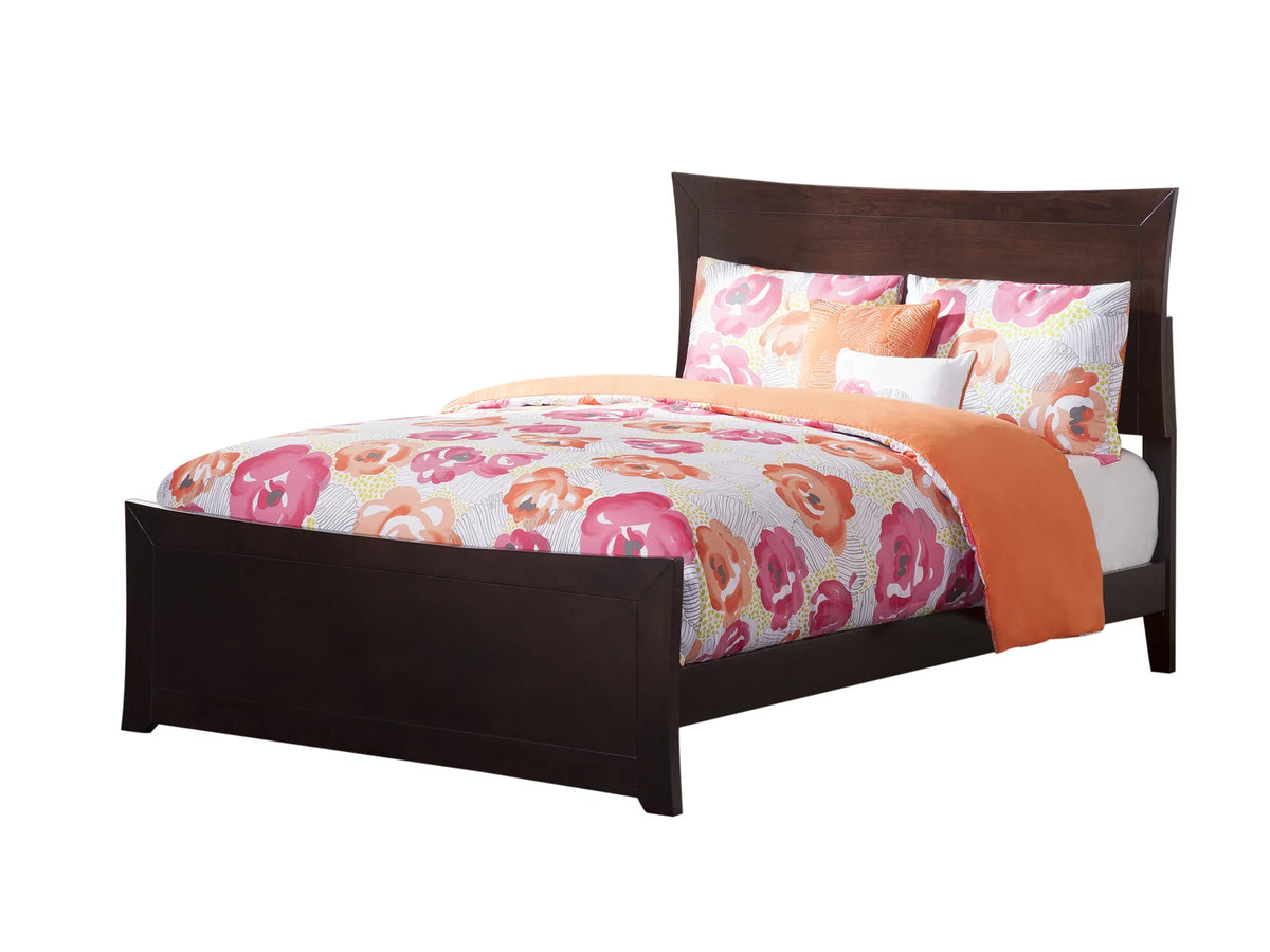 Full Wood Platform Bed Frame with Panel Headboard & Footboard Espresso I12269