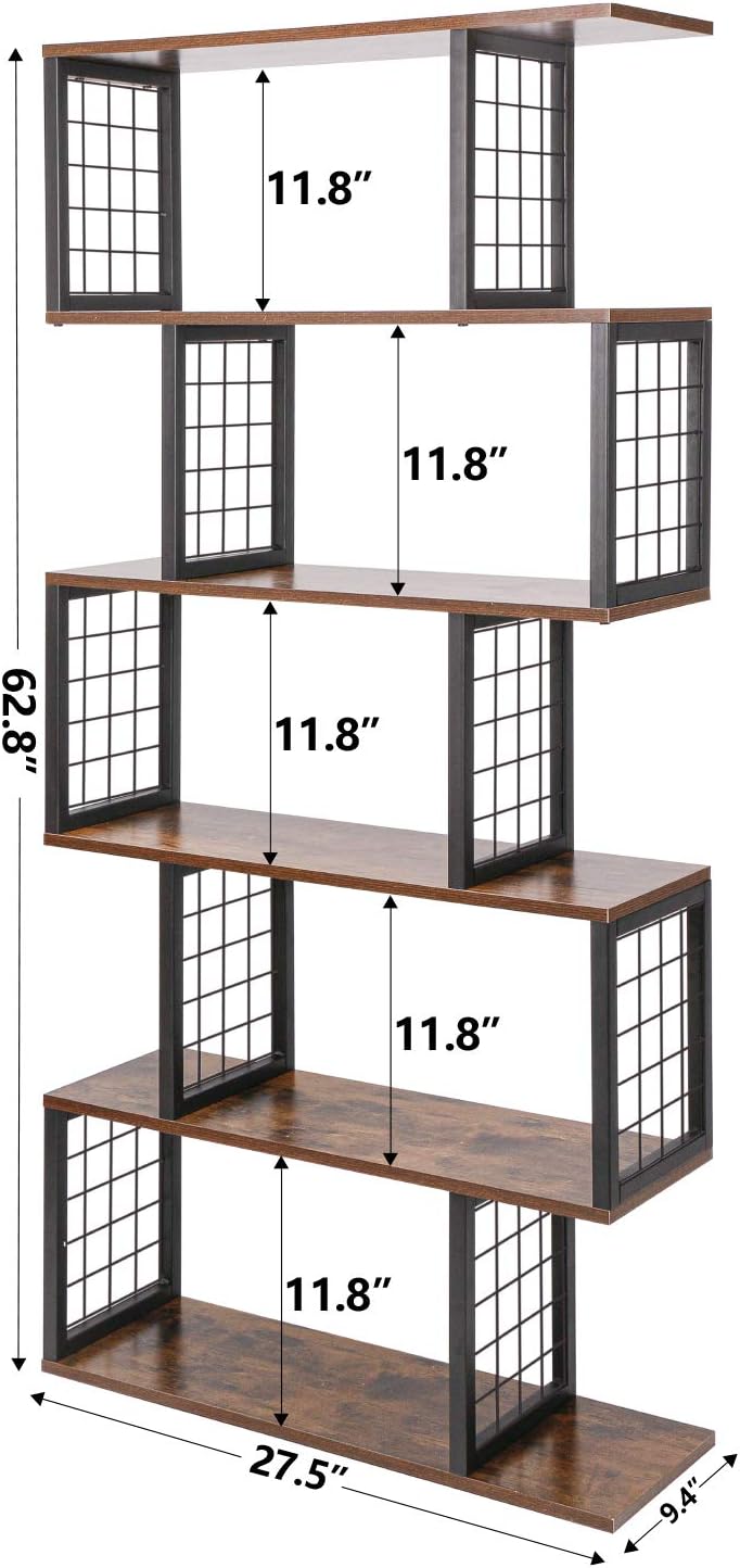 5-Tier S-Shaped Bookshelf L121893