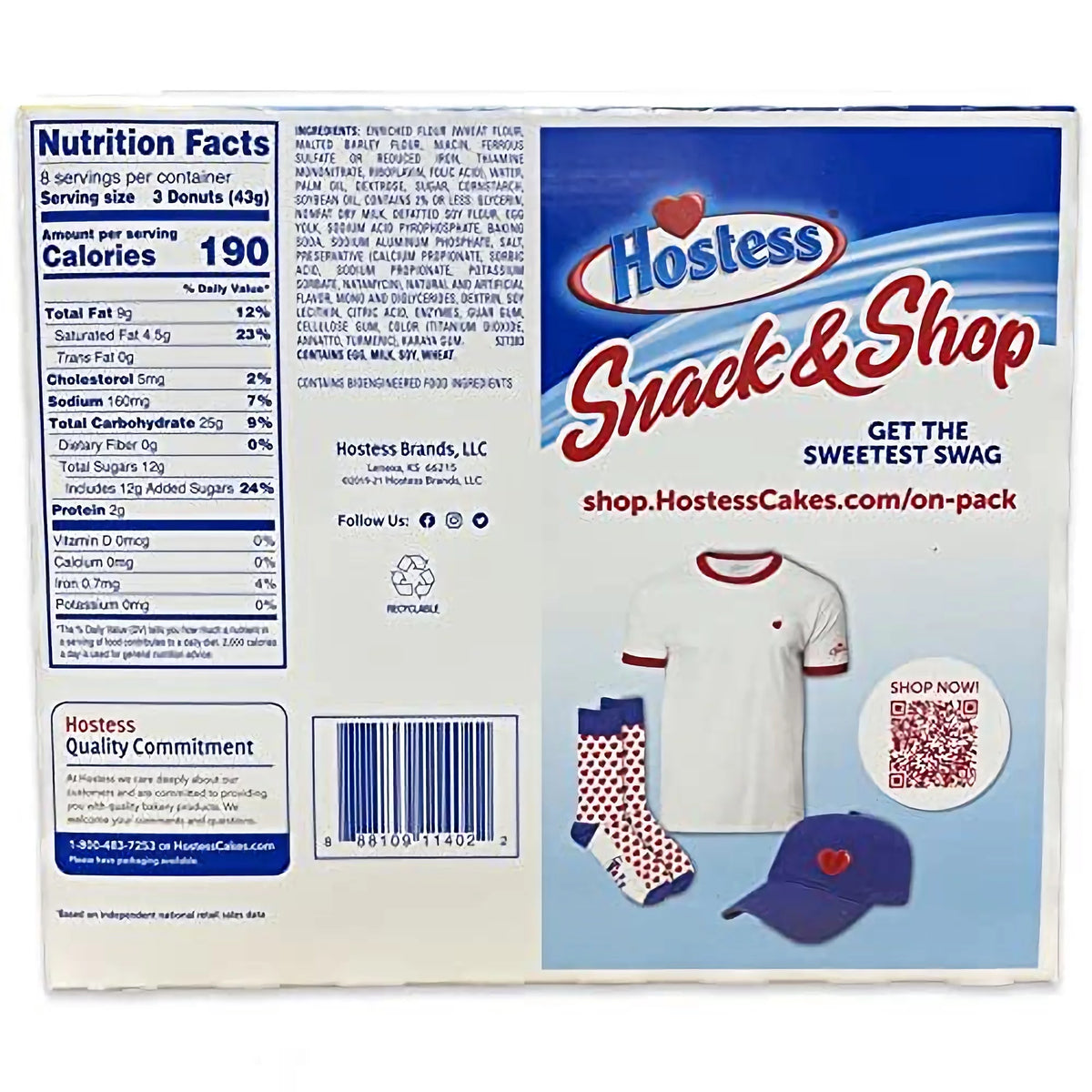 12 Oz Box of 8 Powdered Donuts, Pack of 4 (96 Total Donuts) G1979