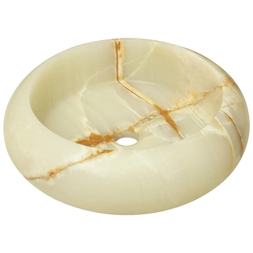 White Onyx Vessel Sink with Faucet and Pop-Up Drain in Brushed Nickel I9115