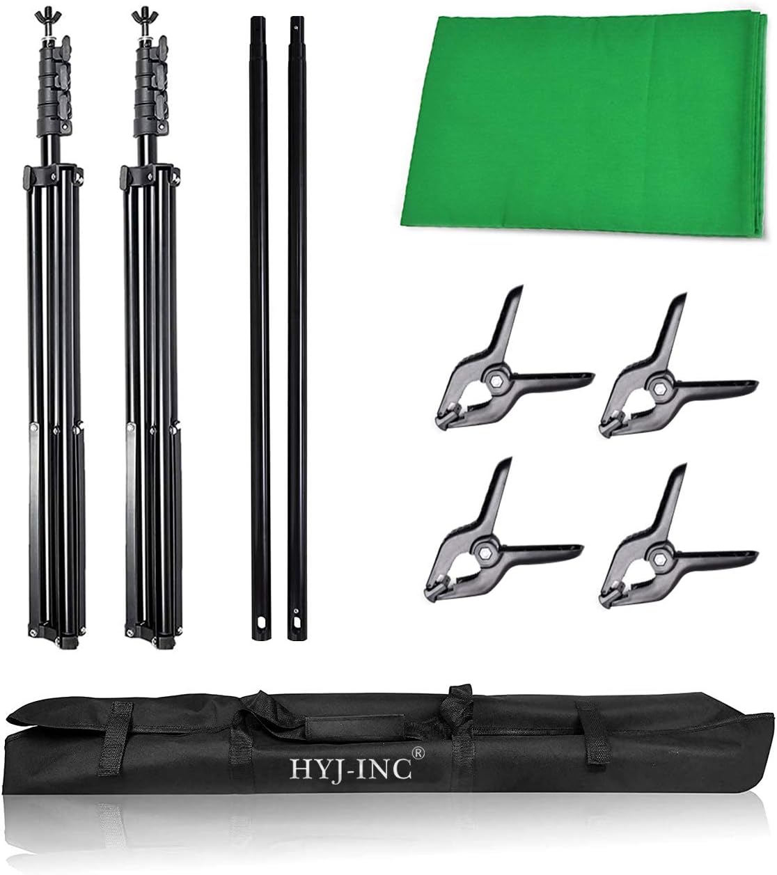 Photo Background Support System with 8.5 x 10ft Backdrop Stand Kit, 6 x 9.5ft Green Screen Backdrop, Carry Bag Q539700