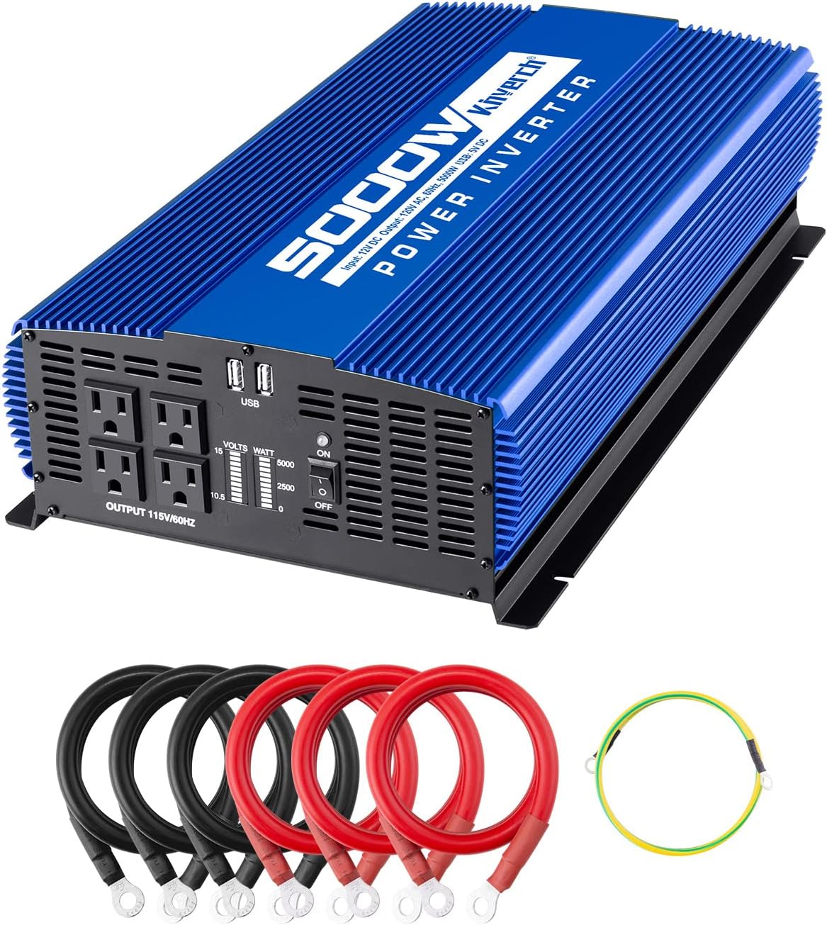 5000W Power Inverter 12V to 110V Car Inverter 4AC Outlets 2USB Ports G6382