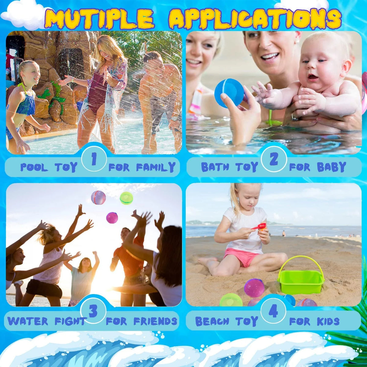 12 PCS Refillable Silicone Water Balloons S917
