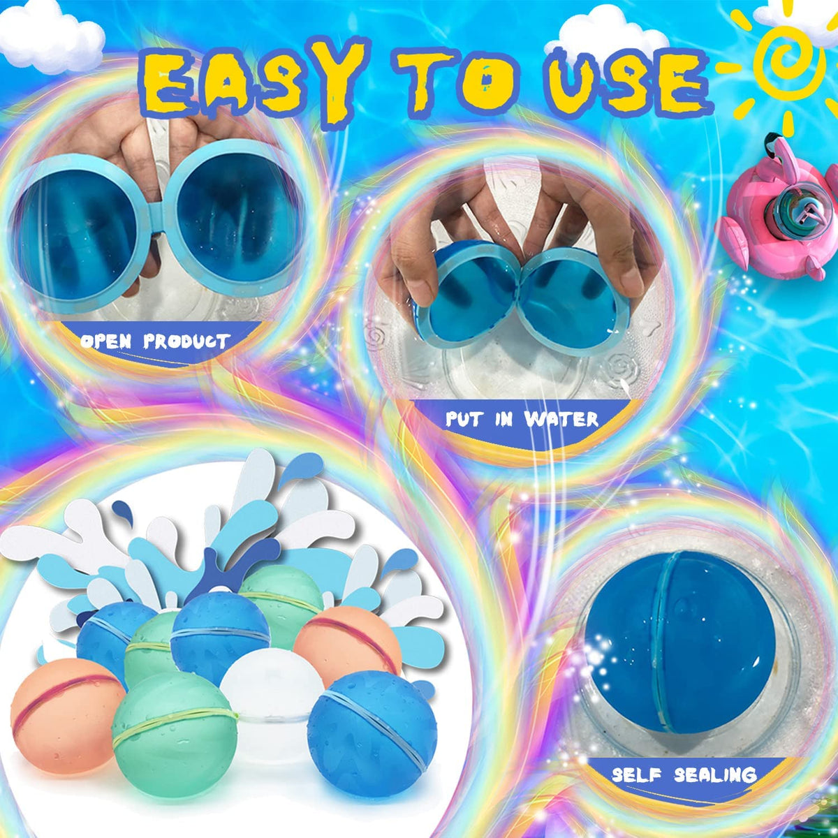 12 PCS Refillable Silicone Water Balloons S917