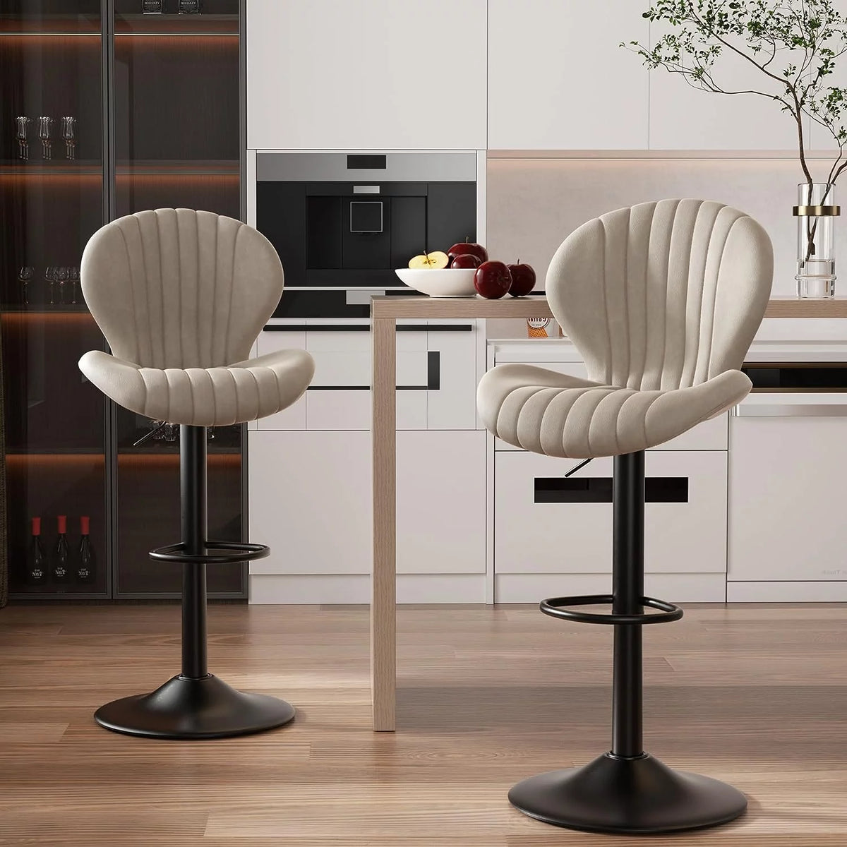Swivel Bar Stools with High Backrest Set of 2 L52079