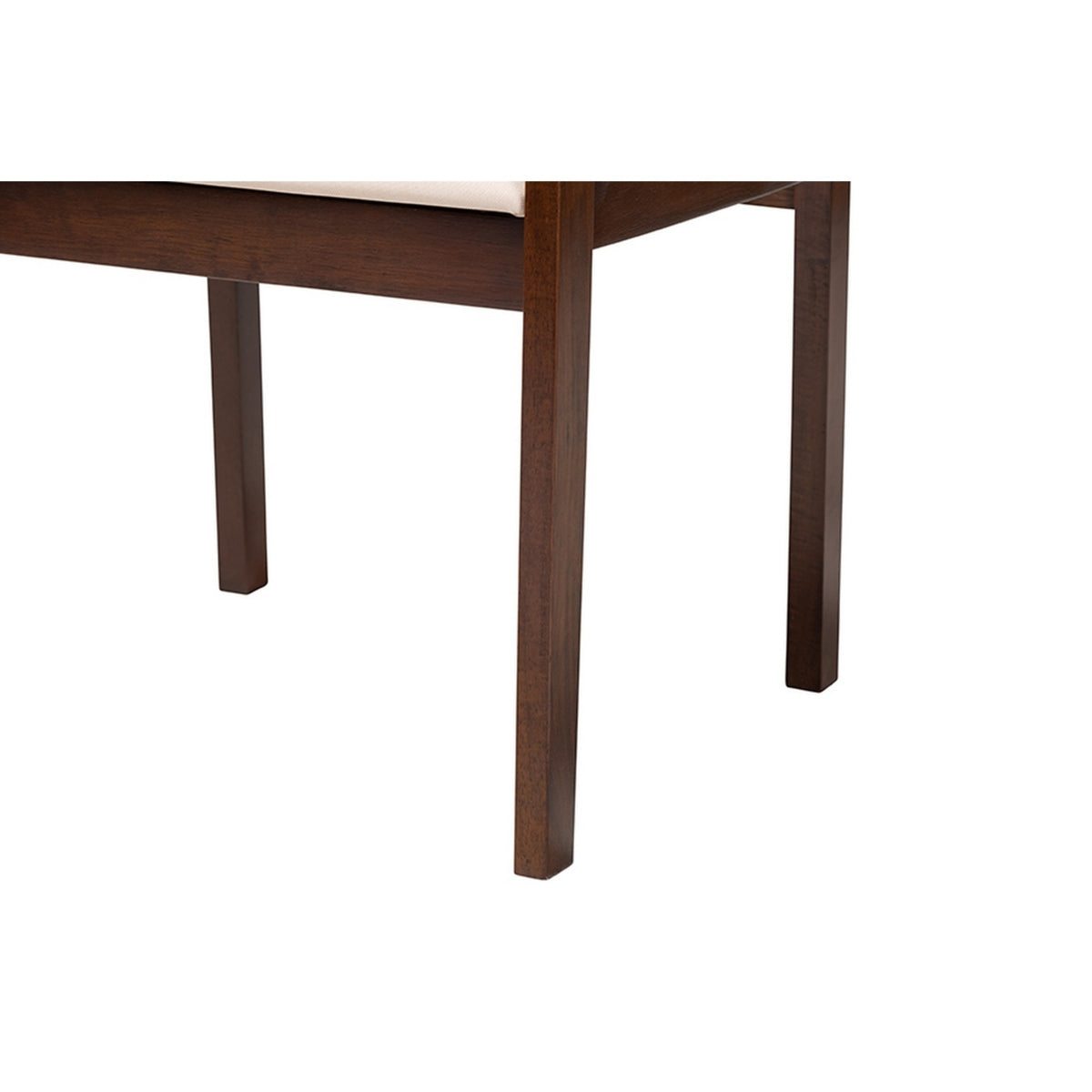 Cream Fabric and Dark Brown Finished Wood 2-Piece Dining Chair Set F5791
