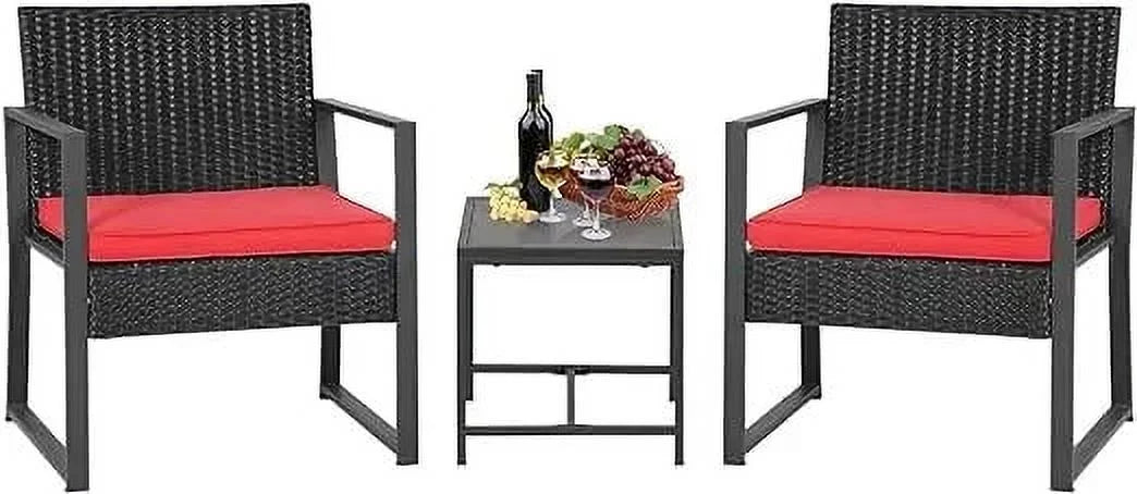 3 Piece Wicker Rattan Patio Bistro Set S8806